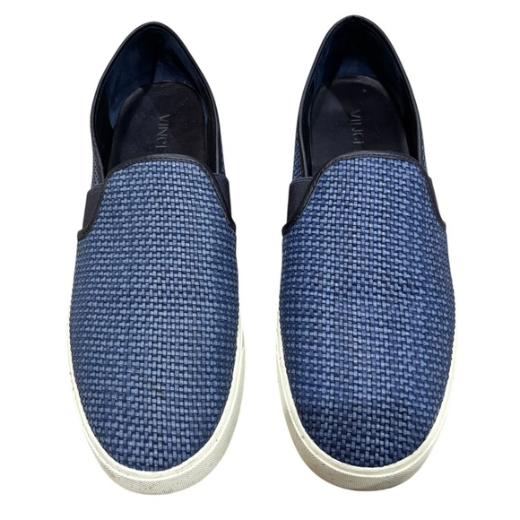 Vince Blue Basketweave Leather Blue Slip On Casual Sneakers Women’s 10/40 - Picture 1 of 7